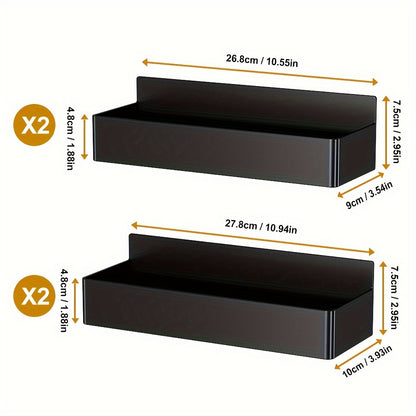 2pcs/ 4pcs Large Capacity Black And White Magnetic Spice Rack, Multifunctional Wall Mounted Storage Rack, Refrigerator Storage Rack