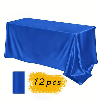 12pcs Satin Tablecloth, 57" X102" Silky Satin Tablecloth, Rectangular Bright Color Tablecloth, Smooth Fabric Tablecloth Covering, Suitable for Wedding Banquet, Birthday, Outdoor Party, Wedding Outdoor Event, Banquet Helloween Christmas