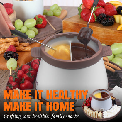 [Chocolate Melting Pot] Electric Fondue Pot Set With Fondue Forks, 2.5 Cups Candy & Chocolate Melting Pot, Melting Chocolate Warmer For Dipping With 2 Pots, Purple