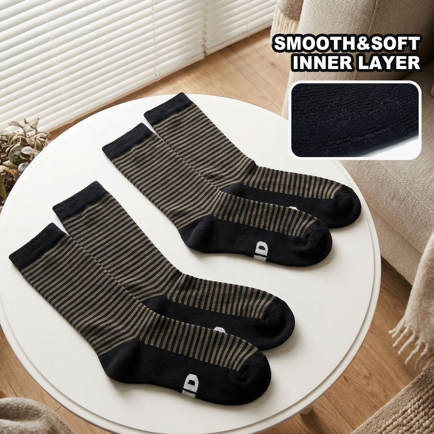 4-Pack Diabetic Socks for Men & Women - Extra Thick Thermal Winter Bamboo Socks with Non-Binding Tops, Circulation Boost & Moisture-Wicking Comfort for Swelling Relief & All-Day Foot Care