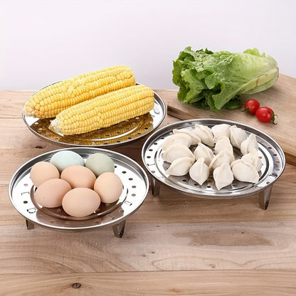 3pcs Set of Stainless Steel Steamer Racks - Suitable for Storage Pots. It Is A Multi-Layered Round Steamer Insert with Can Holder Additions, And Is Highly Suitable for Use in Home Kitchens