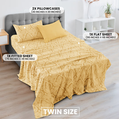 6/4 Piece Paisley Bed Sheet Set – Soft Brushed 100% polyester Wrinkle Free Sheets, Deep Pocket Fitted Sheet, Luxurious Printed Bed Sheets, All-Season Comfort