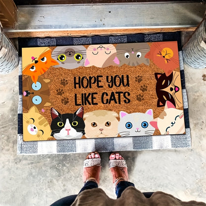 Cat Paw Print Non-Slip Doormat Indoor Outdoor Entrance Bedroom Living Room Floor Mat Flannel Washable Carpet Home Decor Gift