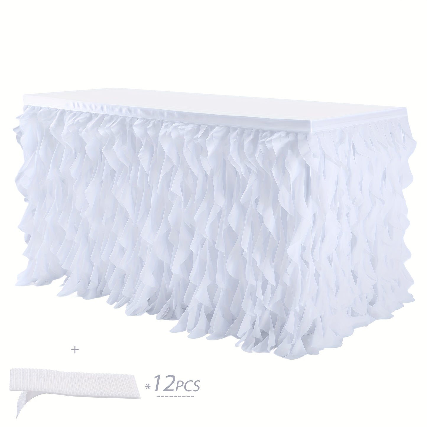 6ft Polyester Willow Table Skirt for Rectangle Round Tables, Ruffle Curly Lace Ballet Tablecloth, Princess Girls Birthday Party Cake Tutu Table Skirt Table Decorations, Christmas Halloween Decoration, Table Skirts for Party Tables, Festive Table Cover, Ev