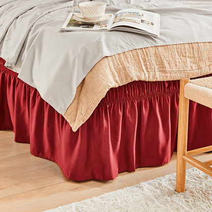 NICELEAF Elastic Bed Ruffle, Easy Wrap Around Ruffle, Microfiber Bed Skirt With Adjustable Elastic Belt 15 Inch Tailored Drop, Hotel Quality Bedskirt, Fade Resistant, Easy Fit, Machine Washable