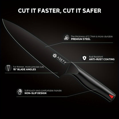 Asety-Pp Handle 15pcs Knife Set for Home Cooking/ Service