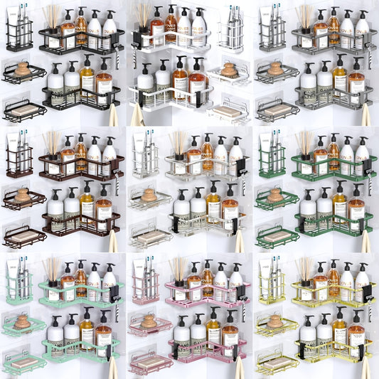 Corner Shower Caddy, 5-Pack Shower Organizer Corner With Soap Holder And 4 Removable Hooks, Rustproof Corner Shower Shelves, No Drilling Shower Shelf For Inside Shower, Random Color Properties To Choose, Shower Caddies