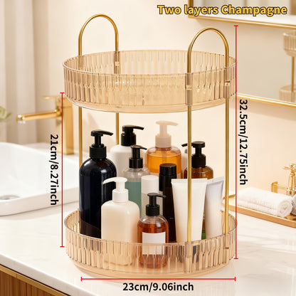 2/3 Floor Bathroom Trays 360 Rotating Makeup Organizer High-Capacity Skincare Clear Make Up Storage Perfume Organizers Detachable Multi-functional Assembly The Third Layer Comes with An Additional 2 U-shaped Hooks And 1 Tray, Bathroom Trays