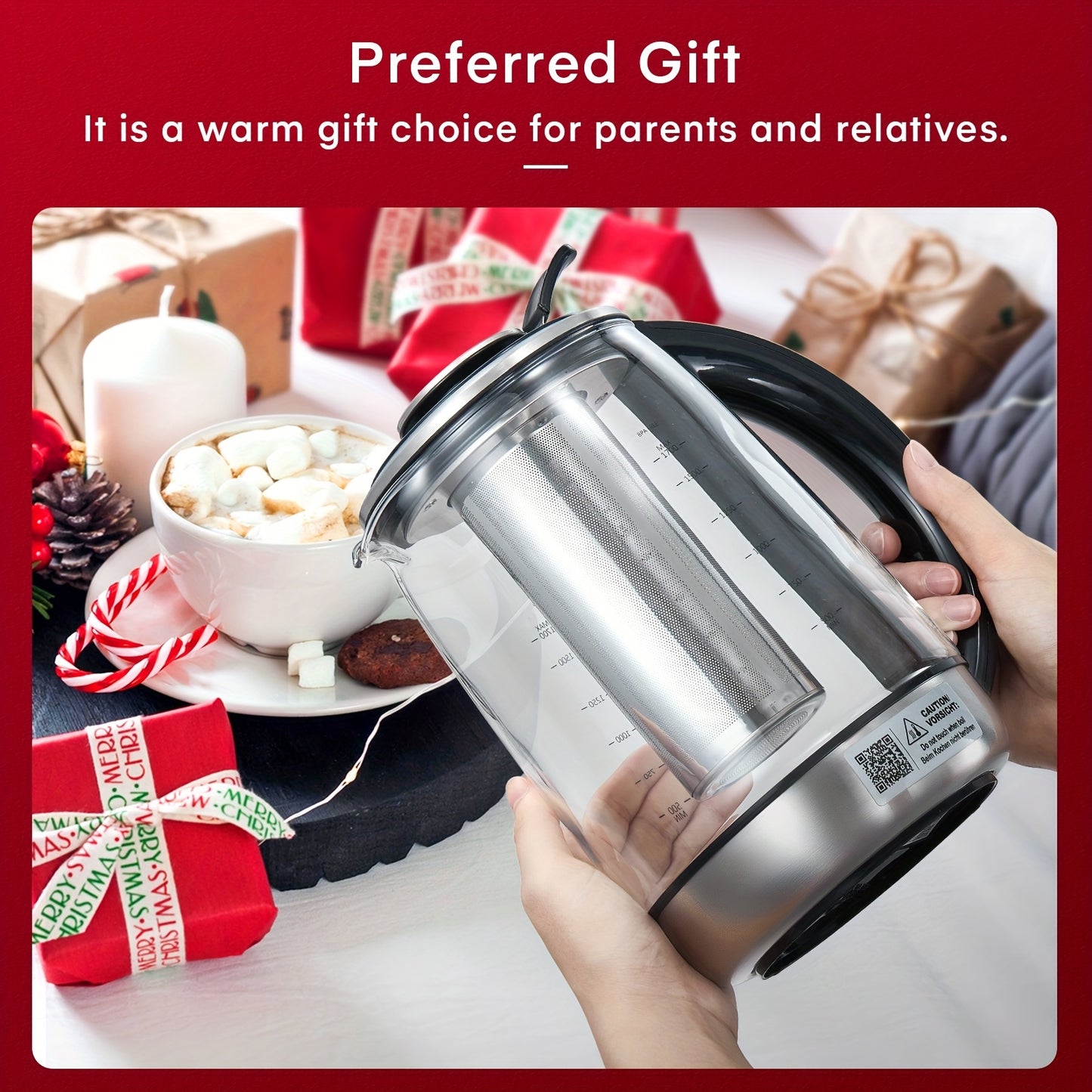 Electric Tea Kettle with 9 Temperature Control Presets – 1.7L Borosilicate Glass Kettle, 1200W, Removable Infuser, 2-Hour Keep Warm, Stainless Steel Hot Water & Tea Pot for Home & Office