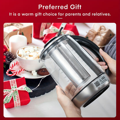Electric Tea Kettle with 9 Temperature Control Presets – 1.7L Borosilicate Glass Kettle, 1200W, Removable Infuser, 2-Hour Keep Warm, Stainless Steel Hot Water & Tea Pot for Home & Office