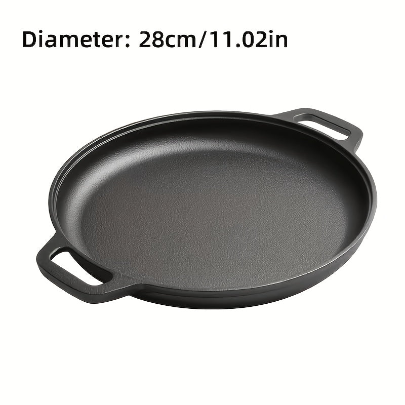 Pre-Seasoned Cast Iron Skillet | 11.02 Inch Round Grill Pan with Dual Large Loop Handles, Durable And Even-Heating, Suitable for Oven, Stovetop, Grill Or Campfires, Ideal for Pizza Lovers, Kitchen Gadget