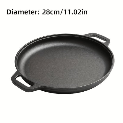 Pre-Seasoned Cast Iron Skillet | 11.02 Inch Round Grill Pan with Dual Large Loop Handles, Durable And Even-Heating, Suitable for Oven, Stovetop, Grill Or Campfires, Ideal for Pizza Lovers, Kitchen Gadget