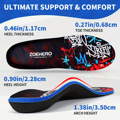 Arch Support Insoles for Men & Women - Heavy Duty Flat Feet Shoe Inserts, Shock Absorbing Comfort Insoles for Standing All Day, Work, Sports, Walking & Hiking