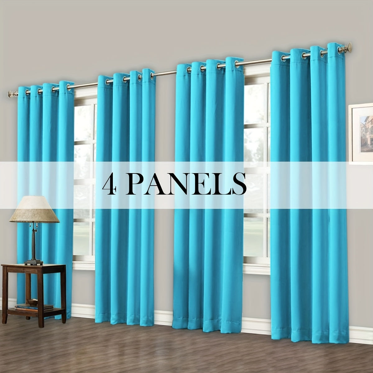 4 Panels Blackout Curtains Grommet Room Darkening Sun Blocked Curtains for Living Room, Bedroom, Set of 4 Panels