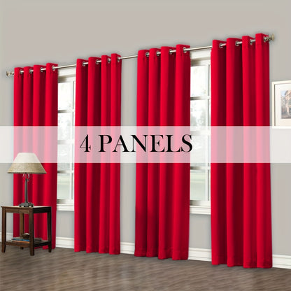 4 Panels Blackout Curtains Grommet Room Darkening Sun Blocked Curtains for Living Room, Bedroom, Set of 4 Panels