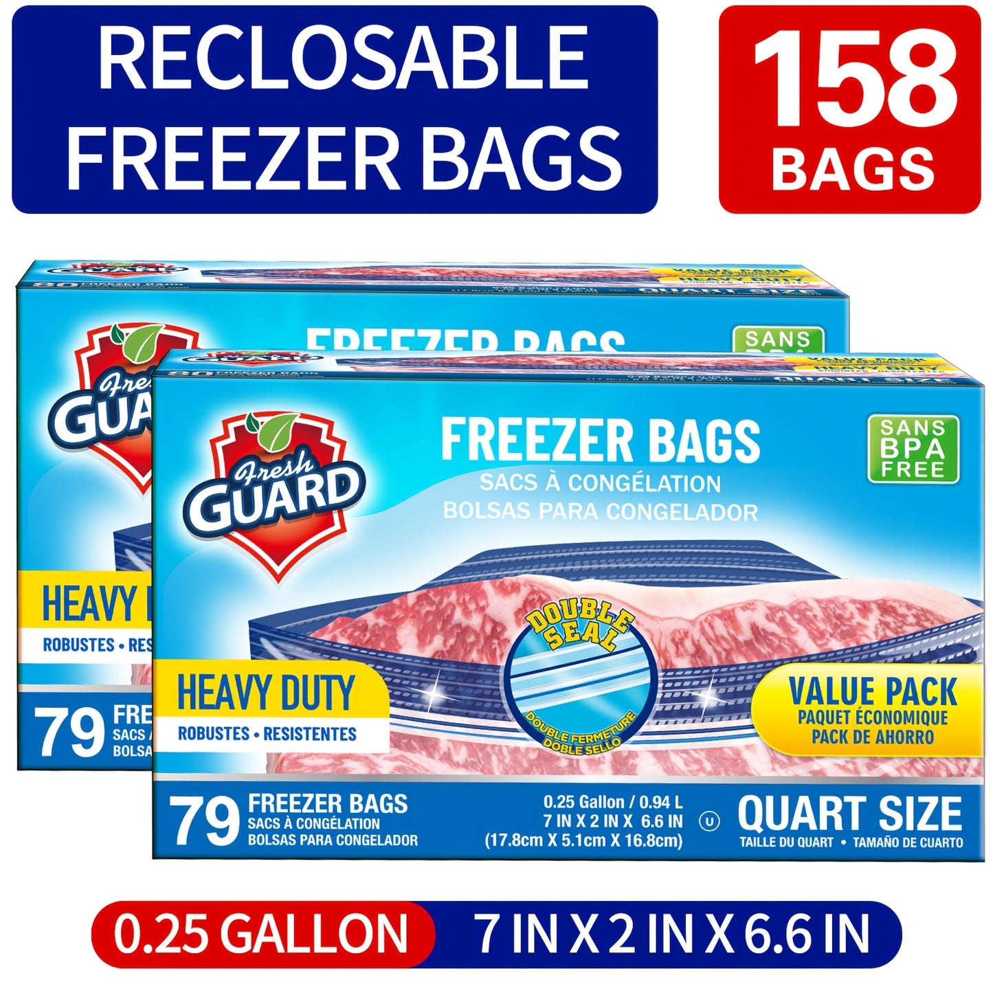 Sturdy Freezer And Refrigerator Storage Bags - Quart Capacity, Resealable with Convenient Tabs, Durable Design for Storing Fruits, Vegetables, Meats, And Bulk Foods - Kitchen Organizers And Additions
