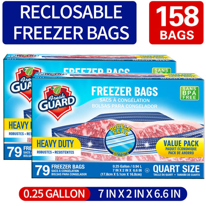 Sturdy Freezer And Refrigerator Storage Bags - Quart Capacity, Resealable with Convenient Tabs, Durable Design for Storing Fruits, Vegetables, Meats, And Bulk Foods - Kitchen Organizers And Additions