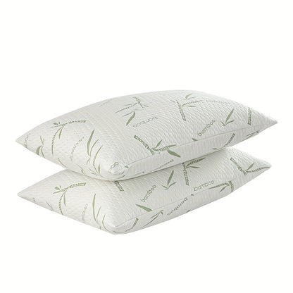 2pcs Bamboo Fiber Pillows Cooling Pillows for Sleeping - Back, Stomach, Side Sleeper, Soft & Breathable with Washable Cover
