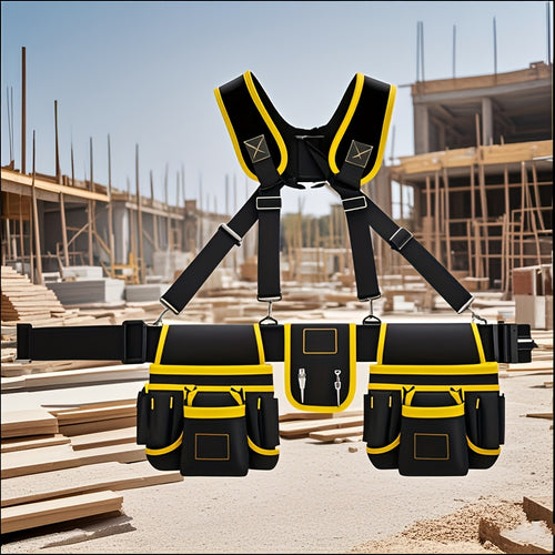 Classic Yellow And Black Color Scheme - Durable Construction - Large Capacity Multi-functional Tool Belt - Easy to Use - Lightweight - Wear-resistant And Durable - Suitable for Automotive Mechanics And Gardening Professionals.
