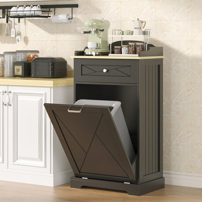 Tilt Out Trash Can Cabinet 12 Gallon, Hidden Trash Cabinet with Drawers, Kitchen Island Kitchen Pantry with Trash Can Storage, Tilt Out Laundry Hamper Cabinet