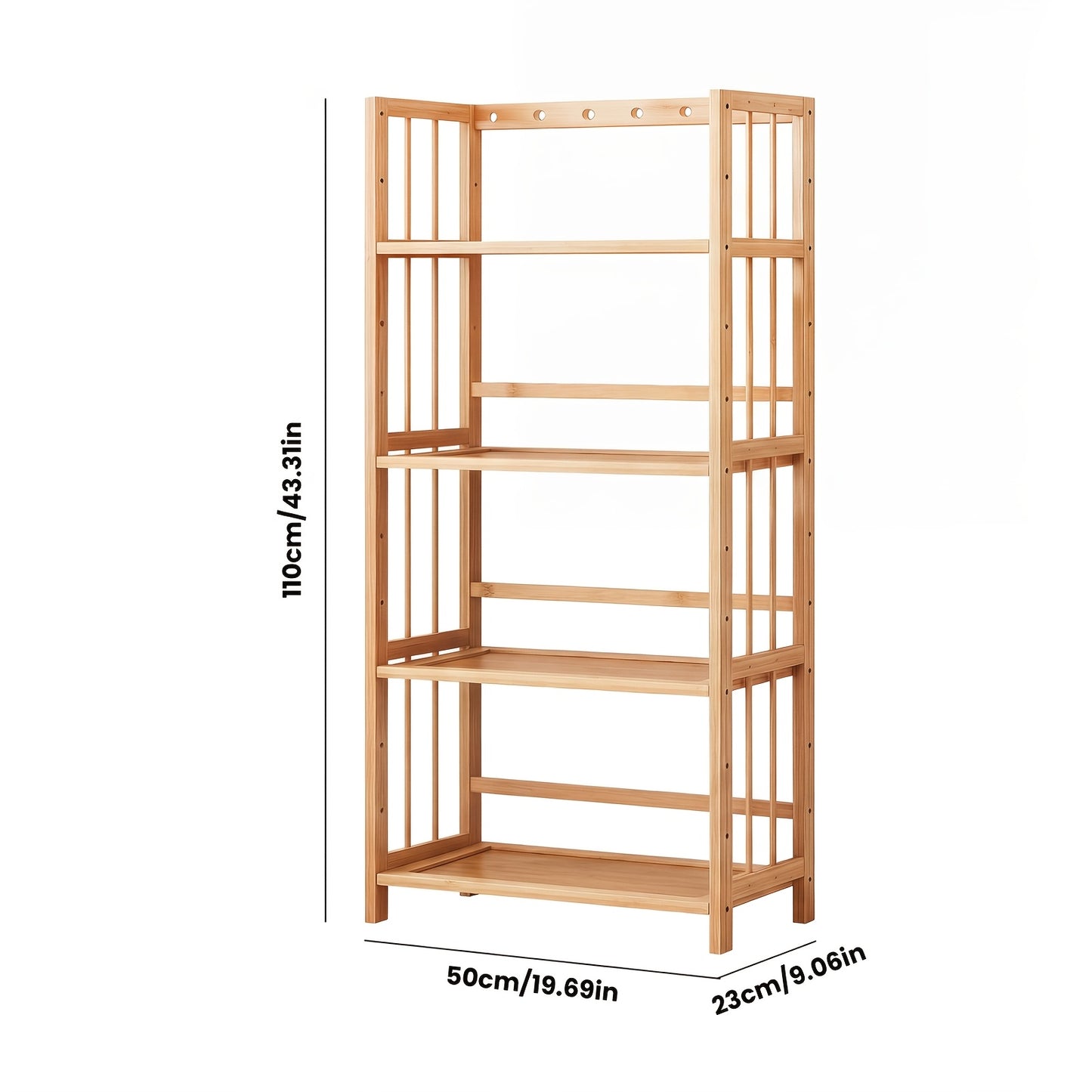 Bamboo Bookshelf with Adjustable Shelves, Narrow 4 Or 5 Tier Wooden Bookcase, Natural Storage Shelf Organizer for Small Spaces, Bedroom, Living Room, Home Office, Standing Shelf, Standing Shelf