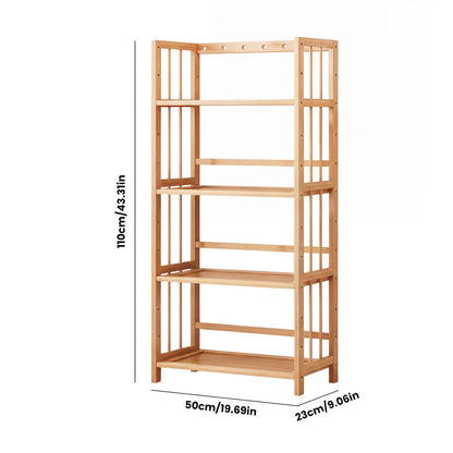 Bamboo Bookshelf with Adjustable Shelves, Narrow 4 Or 5 Tier Wooden Bookcase, Natural Storage Shelf Organizer for Small Spaces, Bedroom, Living Room, Home Office, Standing Shelf, Standing Shelf