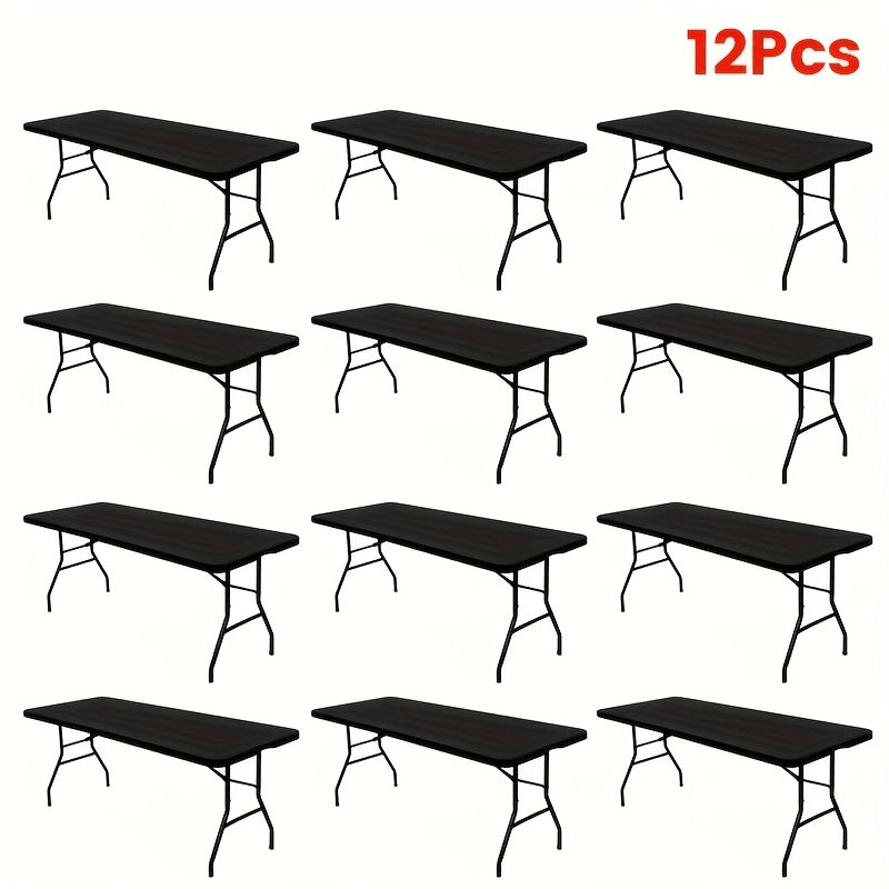 3/6/9/12pcs Stretchable Table Covers 6Ft Washable Elastic Polyester Rectangle Tablecloth Protector For Camping Indoor & Outdoor Parties Picnics Weddings Graduations Valentine'S Day Spandex Blend Easy To Clean