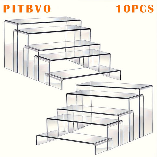 10/20pcs of PITBVO Acrylic Display Risers in Various Sizes, Transparent Acrylic Stands for Showcasing Funko Pop Figures, Cupcakes, Jewelry, Perfumes, And More (Large Size)