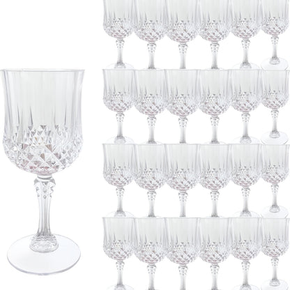 24pcs 7Oz Plastic Vintage Wine Glasses, Unbreakable Wedding Wine Glasses, Crystal Highball Water Glasses, Reusable Drinkware, Vintage Champagne Flute Glasses for Kitchen And Party