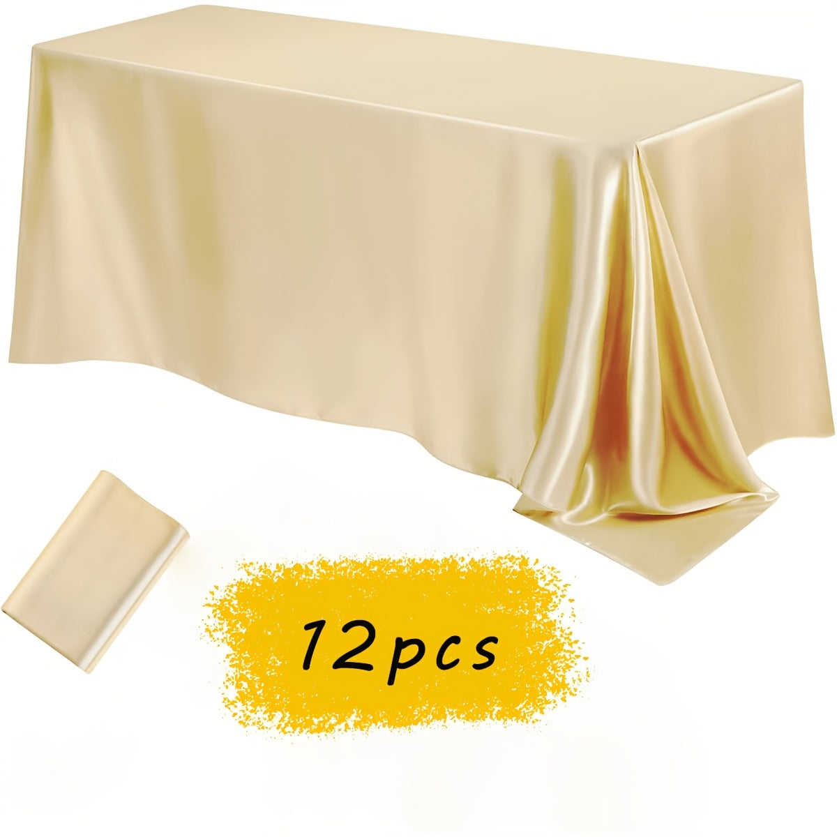 12pcs Satin Tablecloth, 57" X102" Silky Satin Tablecloth, Rectangular Bright Color Tablecloth, Smooth Fabric Tablecloth Covering, Suitable for Wedding Banquet, Birthday, Outdoor Party, Wedding Outdoor Event, Banquet Helloween Christmas