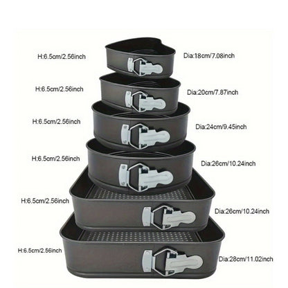6pcs Cake Pan Set | 3 Shapes (Square/Round/Heart) X2, Carbon Steel Baking Mold With Removable Bottom, Non-stick Pan, Heavy Duty Cake Pan For Chiffon/Mousse/Cheesecakes, Wedding/Birthday Kitchen Tools