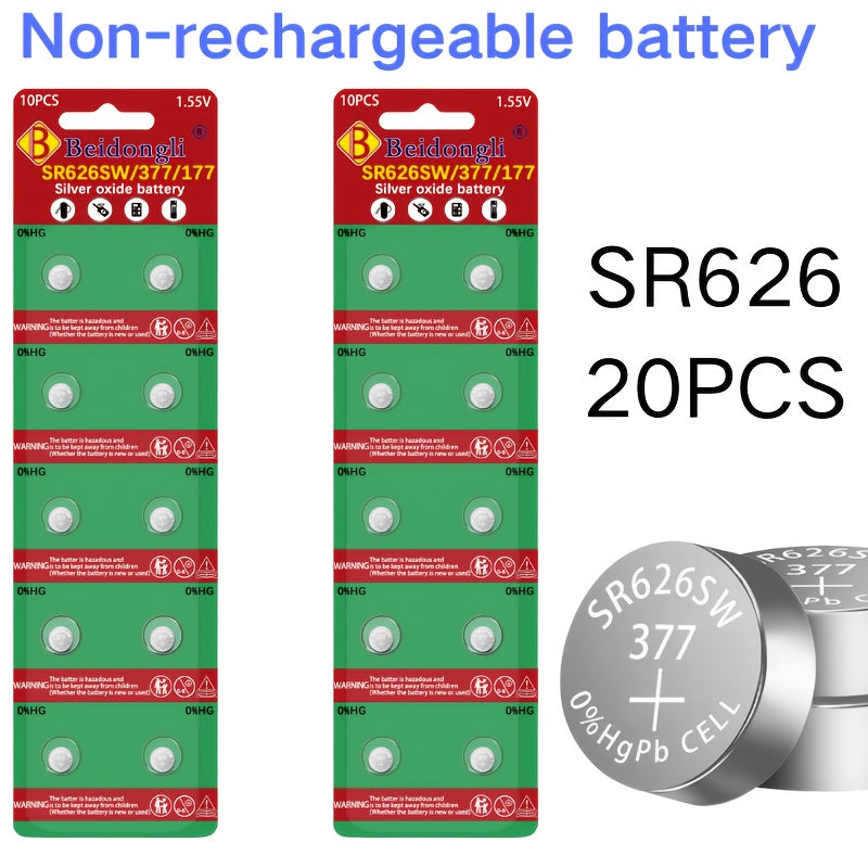 Watch Battery SR626SW 60pcs 1.55V Alkaline Button Cell 377 376 AG4 LR626 for Watches Calculators Remote Controls Small Electronics Bulk Pack