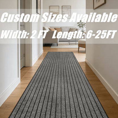 Runner Rug Non-Slip Rubber Backing Indoor Outdoor Hallway Kitchen Entryway Bedroom Carpet Runner Stain Resistant Low Pile Easy Clean Multiple Sizes 2FT Wide 8 Colors Grid Strip