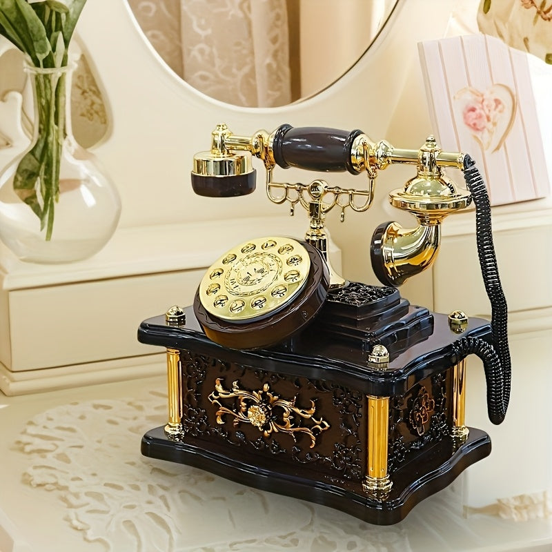 Retro Mobile Music Box, Mobile Music Box, Creative Decoration, Rotating Digital Wheel Phone, Playing Classic Music, Clock Mechanism, Non Electric, Suitable For Living Rooms, Offices, Bars, Cafes, Mother'S Day And Father'S Day Gifts