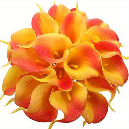 Eternal Lotus Flower Bouquet 20pcs – Horseshoe Lotus Artificial Flowers for Wedding Decoration, Home Floral Arrangements, Outdoor & Festival Decor – White, Black, Red & Orange (No Vase)