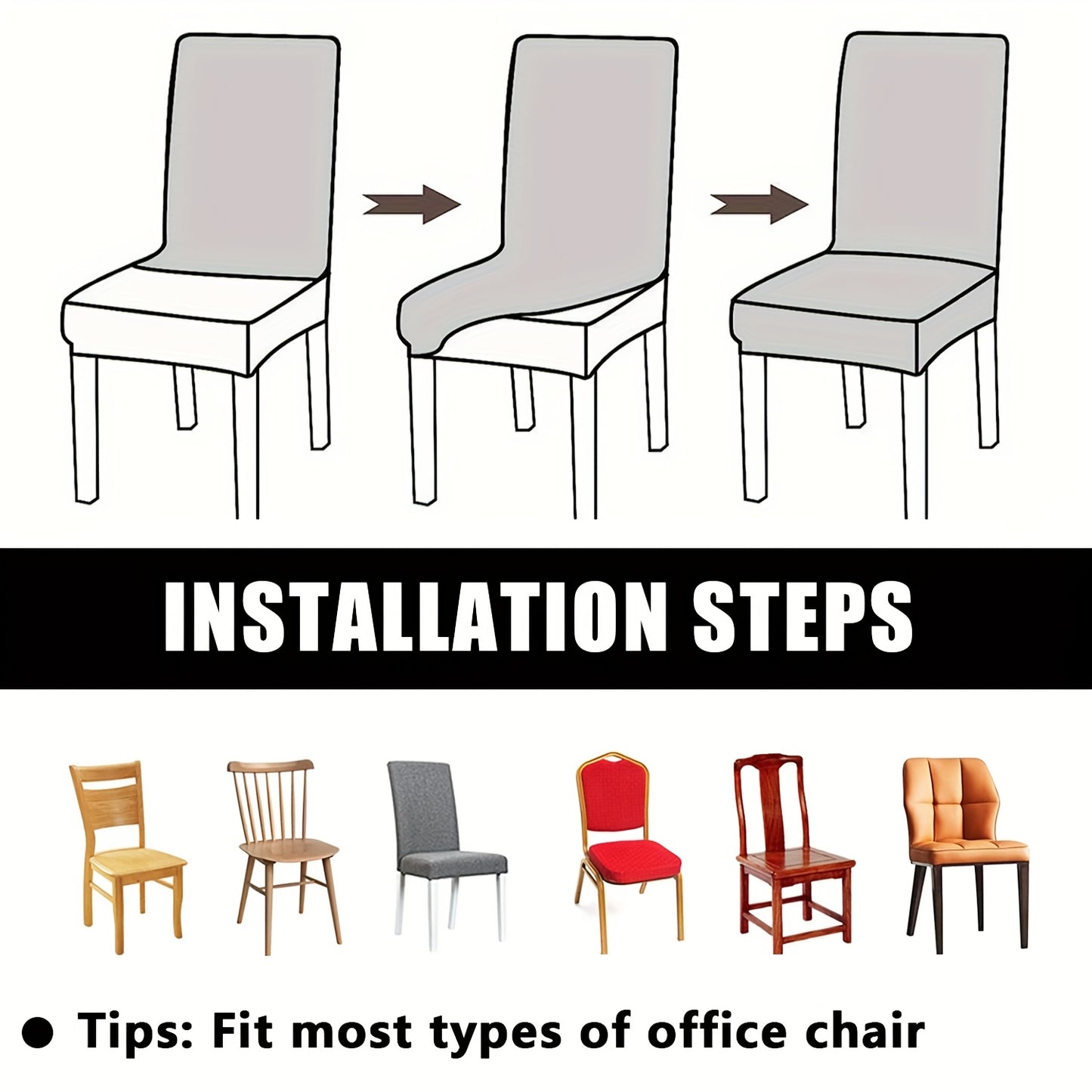 4pcs Set/6pcs Set Milk Elastic Home Kitchen Dining Chair Slipcover, Chair Cover, Furniture Protector For Wedding Office Living Room, Valentine'S Day Gift, Valentine'S Day Decorations