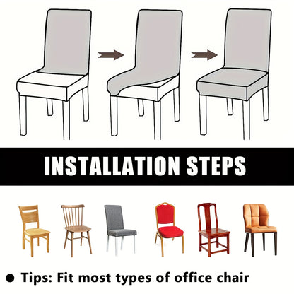 4pcs Set/6pcs Set Milk Elastic Home Kitchen Dining Chair Slipcover, Chair Cover, Furniture Protector For Wedding Office Living Room, Valentine'S Day Gift, Valentine'S Day Decorations