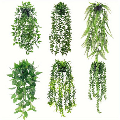 6pcs, Artificial Plant Mandala Eucalyptus Green Vine, Artificial Hanging Ivy Decorative Potted Plant, Used for Bathroom Balcony Living Room Bookshelf Bedroom Study Indoor Decoration, Home Aesthetic Decoration, Suitable for Friends Housewarming Gifts, Suit