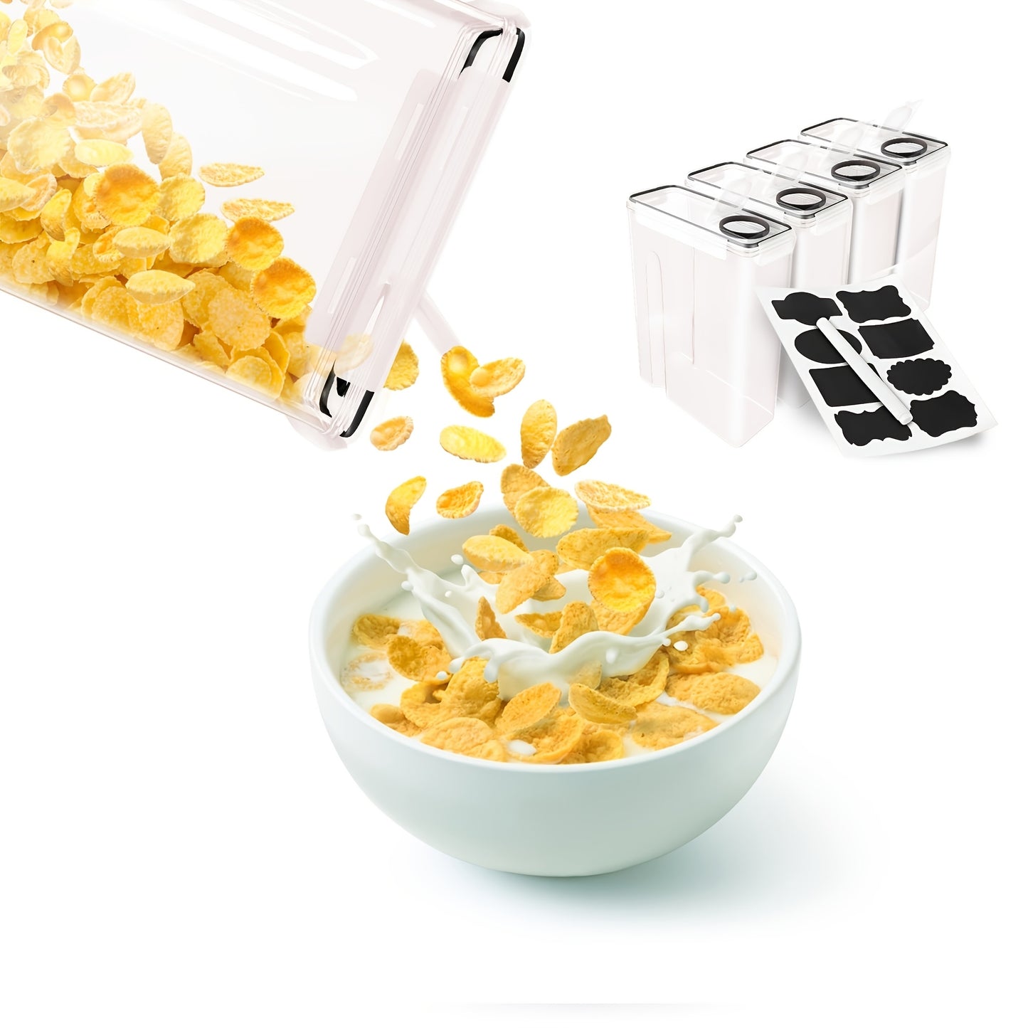 Airtight Food Storage Containers 4pcs 1.06gal Extra Large - BPA-Free Plastic Cereal Containers with Clip Lid for Pantry Organization Bulk Dry Food Sugar Kitchen