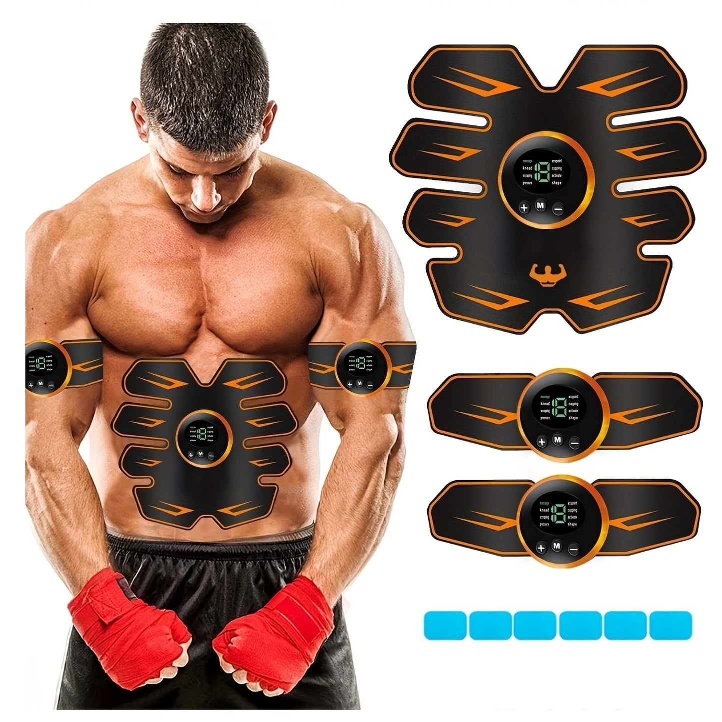 EMS Muscle Stimulator - Abdominal Muscle Trainer & ABS Fitness Electric Stimulator for Core Toning, Fat Burning & Body Sculpting - Home Fitness Equipment for Men & Women
