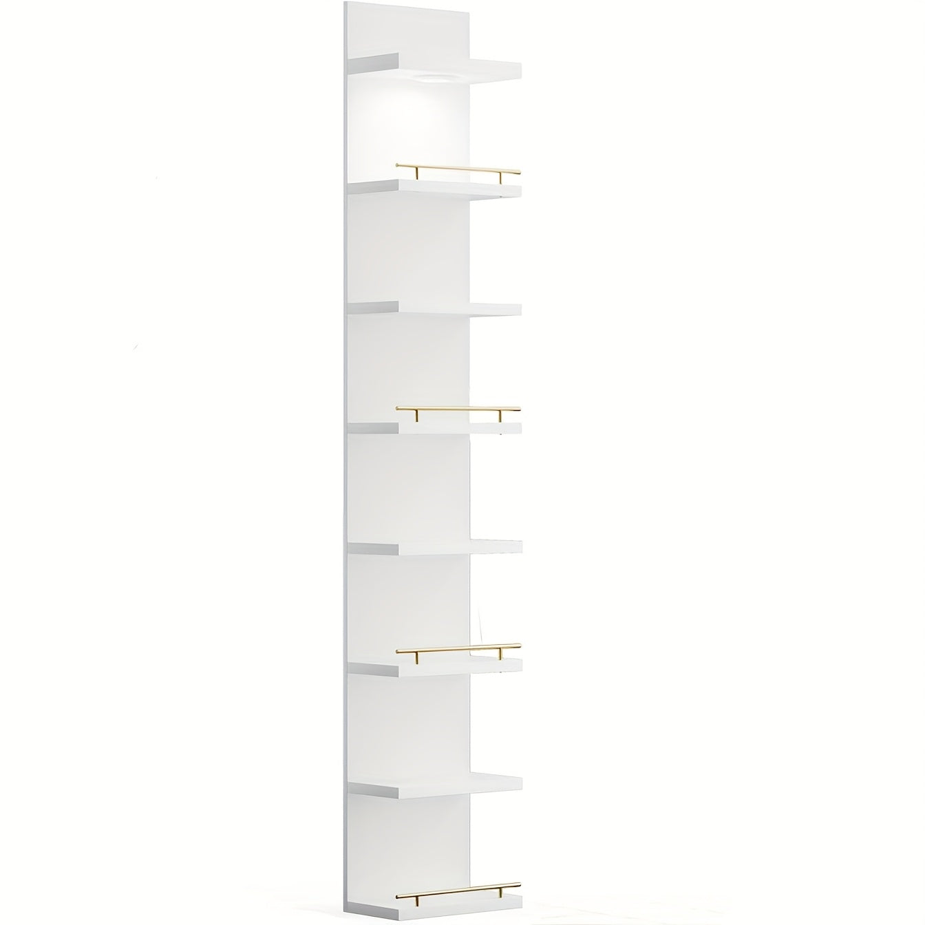 REIBII 8 Tier Wall Shelf Unit, White Lack Shelf, Vanity Floating Shelves with LED Light, Display Floating Shelves for Bedroom, Living Room, Office, Floating Shelves