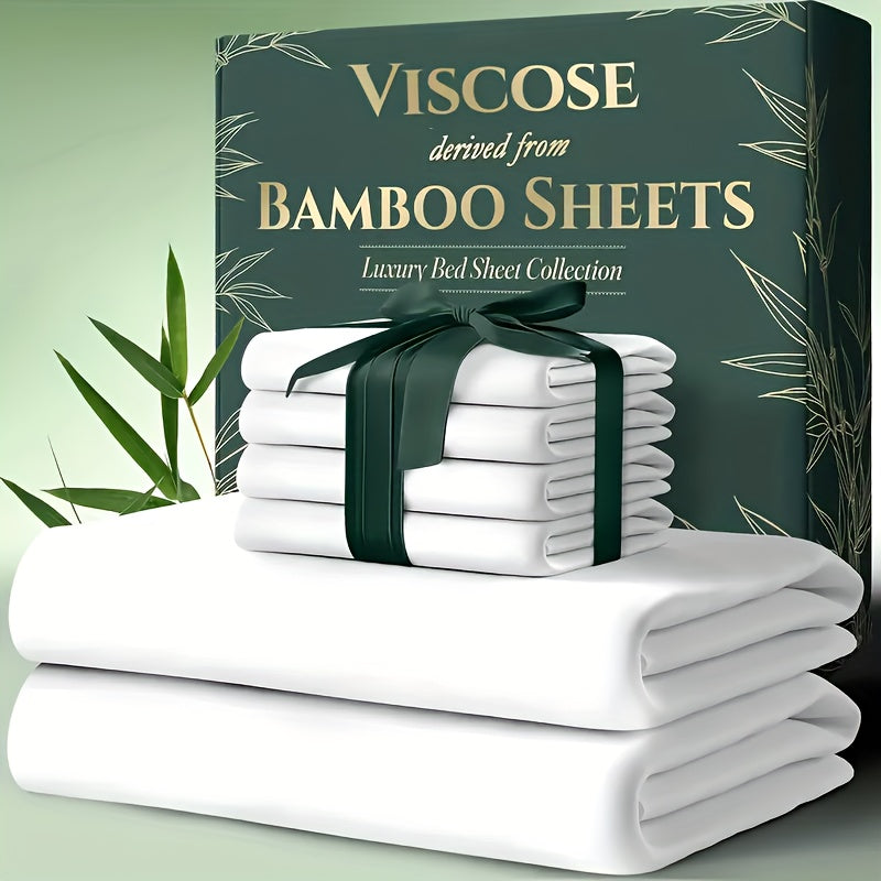 6pcs Bamboo Cooling Bed Sheets Queen Size - Ultra-Soft Cooling Bedclothes Suitable for Hot Sleepers, Deep Pocket Fits Most Mattresses, Double-Stitched Sheets, Machine Washable Bamboo Fabric (Queen Bed Sheets) - Christmas Gift for s, Christmas Decor