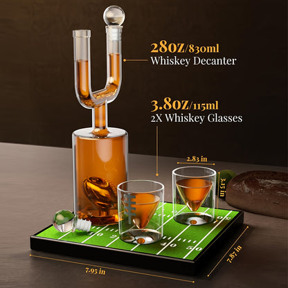 Football Gifts, Fantasy Football Trophy Gifts, Kollea 28oz Football Whiskey Decanter Set with Two 3.8oz Glasses, Father's Day Mother's Day Cool Anniversary Birthday Gift for Men Dad Husband Him, Kitchen & Bar Accessories