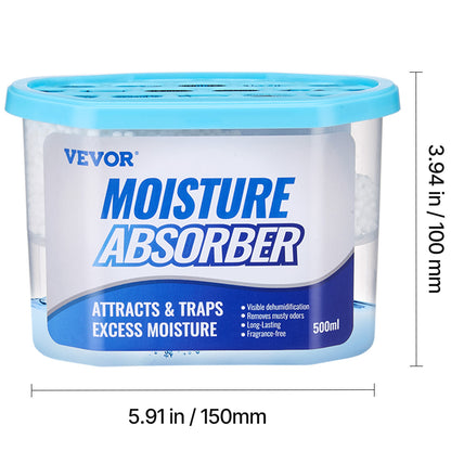 VEVOR Moisture Absorber Boxes, 10.8 oz Humidity Absorber Boxes (6 Packs), Fragrance Free Dehumidifier Attracts Extra Moisture from Your Bathroom, Closet, and Kitchen