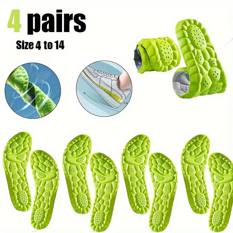 8pcs Pack Foam Shoe Insoles - 4 Pairs Cushioning Inserts Suitable for Men & Women, Ultra-Soft Sweat-Proof Footbed for Sneakers/s, Absorption & Cloud Feel (Men's 4-12.5/Women's 5.5-14)