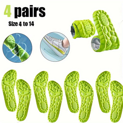 8pcs Pack Foam Shoe Insoles - 4 Pairs Cushioning Inserts Suitable for Men & Women, Ultra-Soft Sweat-Proof Footbed for Sneakers/s, Absorption & Cloud Feel (Men's 4-12.5/Women's 5.5-14)