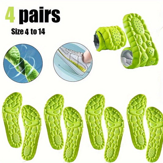 8pcs Pack Foam Shoe Insoles - 4 Pairs Cushioning Inserts Suitable for Men & Women, Ultra-Soft Sweat-Proof Footbed for Sneakers/s, Absorption & Cloud Feel (Men's 4-12.5/Women's 5.5-14)
