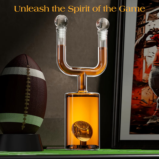 Kollea Football Whiskey Decanter Set 28oz + Two 3.8oz Wine Glasses – Bar Gift Set for Men Dad Husband, Father's Day Anniversary Birthday Kitchen Bar Accessories
