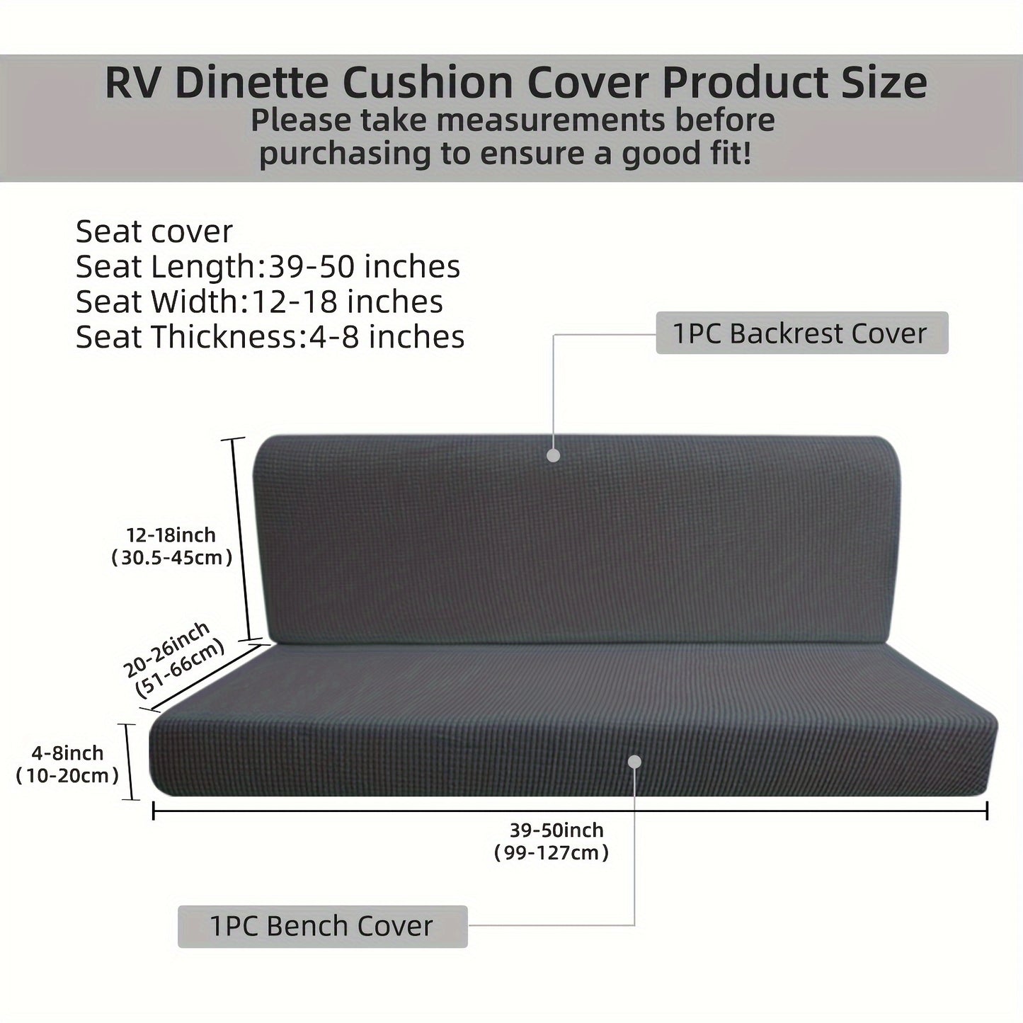 4pcs RV Dinette Cushion Covers, Stretch Jacquard RV Sofa Cushion Covers, Machine Washable, -Proof Anti-Pet Hair RV Backrest Seat Cover Sofa Slipcovers for RV Camper Van Car Bench Protective Decor, Camper Van Accessories, Travel Furniture Protection, Jacqu