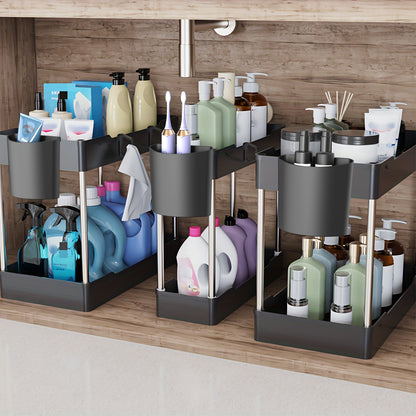 3pcs Under Bathroom Sink Organizers and Storage, Bathroom Counter Organizer, Bathroom Cosmetics Storage Rack, Bathroom Cosmetics Storage Rack, Suitable for kitchens and bathrooms, large, medium and small sizes